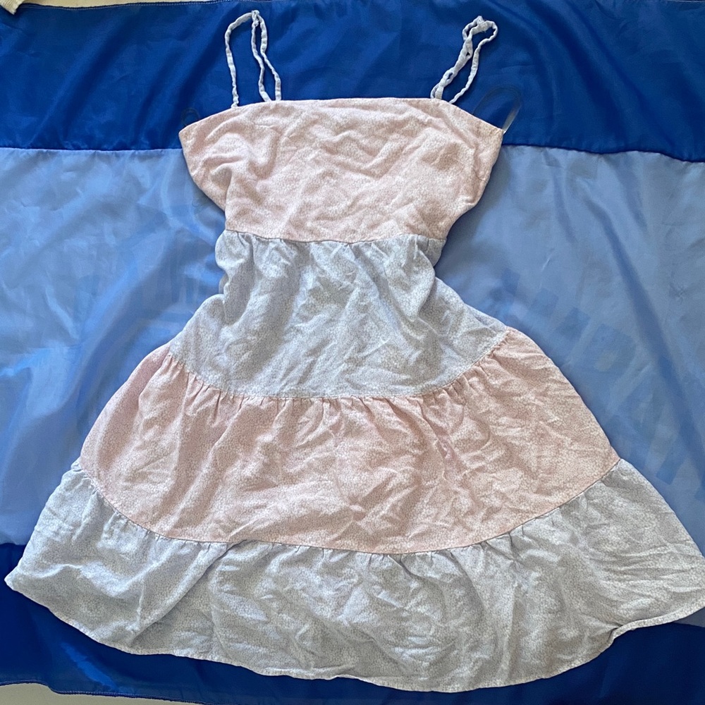 City Studio Pink and White Tiered Kids Dress